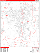 Blue Springs  Wall Map Red Line Style